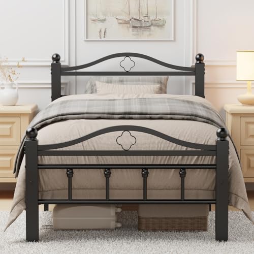Twin XL Bed Frame with Headboard - Sturdy Metal Platform Bed for Dorm, Bedroom, or Guest Room