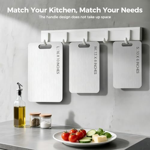 BTHW Titanium Cutting Board Set of 3 - XL 16" x 11" Double-Sided Non-Toxic Kitchen Chopping Boards