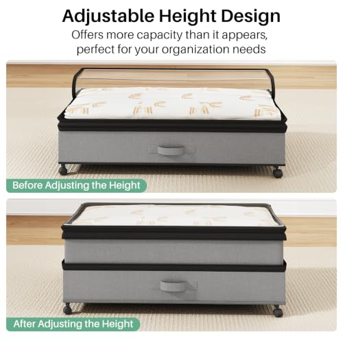 Kitstorack 4 Pack Gray Under Bed Storage Containers with Wheels & Clear Window