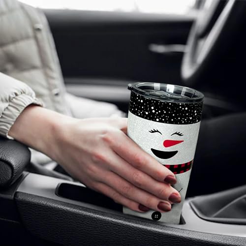 Haretu 20 OZ Christmas Insulated Tumbler with Lids & Straws - Snowman Holiday Travel Mug - Variation 01.christmas tumbler