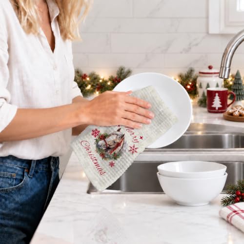Lengues Christmas Horse Kitchen Towels - Rustic Farm Animal Decor, 16x24 inch, Horse-1