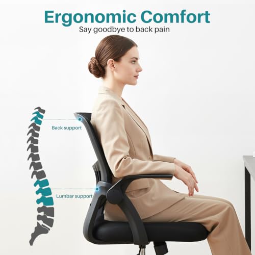 OLIXIS Ergonomic Office Desk Chair - Mid-Back Executive Mesh Chair, Black, 23.8"D