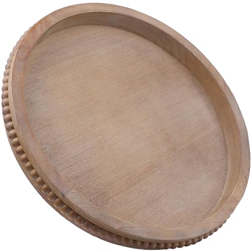 Hrastany Round Wood Decorative Serving Tray - Brown 13 Inch