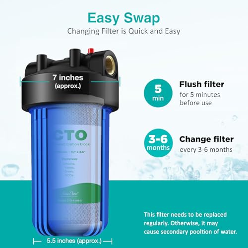 SimPure 2-Count 10x4.5 Inch Whole House Water Filter Cartridges NSF Certified (PP+CTO)