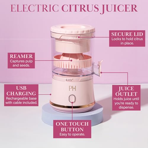 Paris Hilton Pink Electric Citrus Juicer Portable USB Rechargeable Compact Lemon Lime Orange