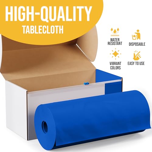 Dark Blue Plastic Rectangular Tablecloth Roll - 54x300 Inches, 300 Feet, All-Season, With Cutter - Variation of THIS listing