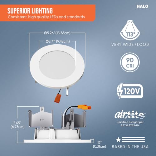 HALO HLBT 4-Inch Slim LED Recessed Light Retrofit Kit 6-Pack, 5 CCT, Dimmable