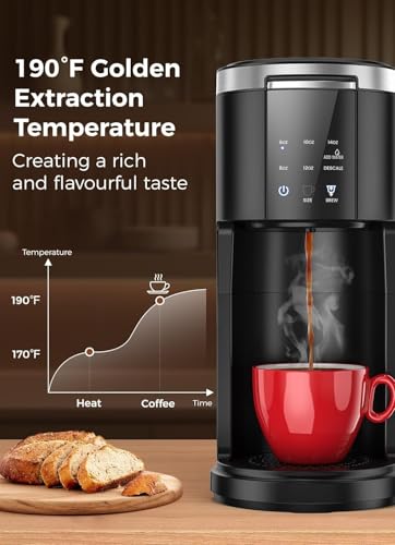 LED Touch Single Serve Coffee Maker - 2 in 1 Capsule & Ground Brew, 40oz Removable Tank