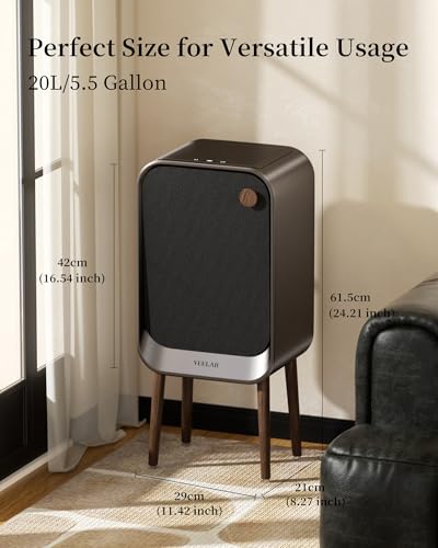 Motion Sensor Trash Can - 5.5 Gallon Touchless Garbage Bin Grey - Kitchen Bathroom Bedroom Office
