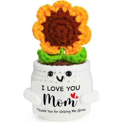 MBL Gifts for Mom Mothers Birthday - Mom I Love You, Handmade Funny Cute Crochet Sunflower for Mother Mama Mommy Birthday Mother¡¯s Day Christmas Stocking Stuffers Xmas from Daughter Son
