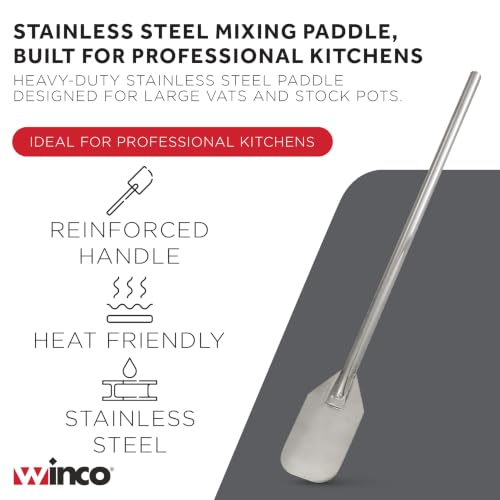 Winco 36-Inch Heavy-Duty Stainless Steel Mixing Paddle for Commercial Kitchens
