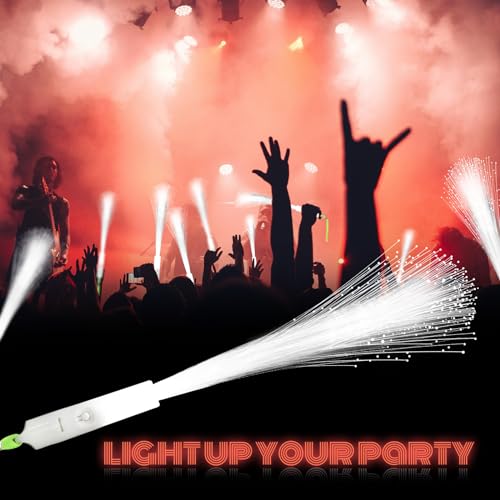 White Fiber Optic Wands 100 Pack - LED Glow Party & Wedding Favors - White Variation