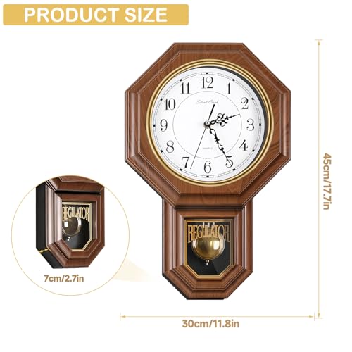 Pendulum Wall Clock - Imitation Wood Plastic Regulator Brown - Classic Design