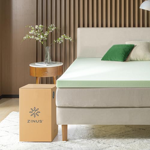 Zinus Green Tea Memory Foam Mattress Topper Queen 3-Inch Pressure Relief Small Box