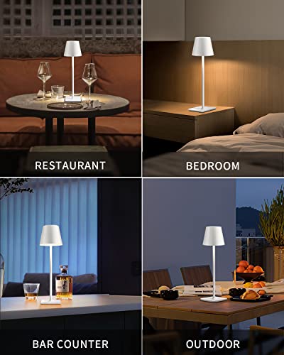 White Cordless Rechargeable LED Desk Lamp - Portable Touch Dimmable Light with 5000mAh Battery - 2 Pack