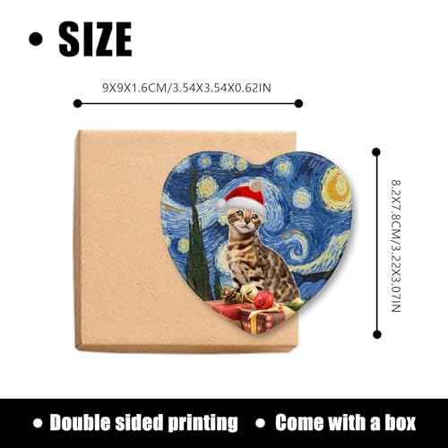 Christmas Ornaments Christmas Decorations Ceramic Ornaments Cat in red Santa Hats Hanging Ornaments for Christmas Home Decorations - Cute Pet Little Bengal Cat