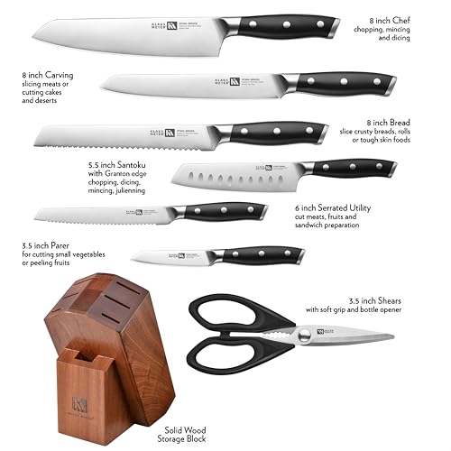 Klaus Meyer Stahl 8-Piece German Steel Kitchen Knife Set - Black