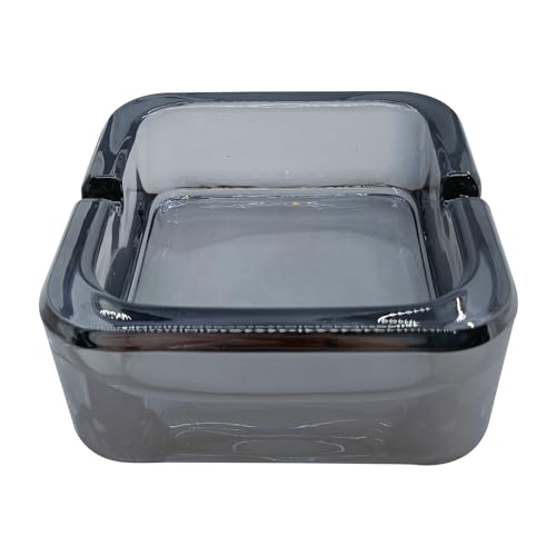 Crystal Glass Square Ashtray, Modern Style, Gray