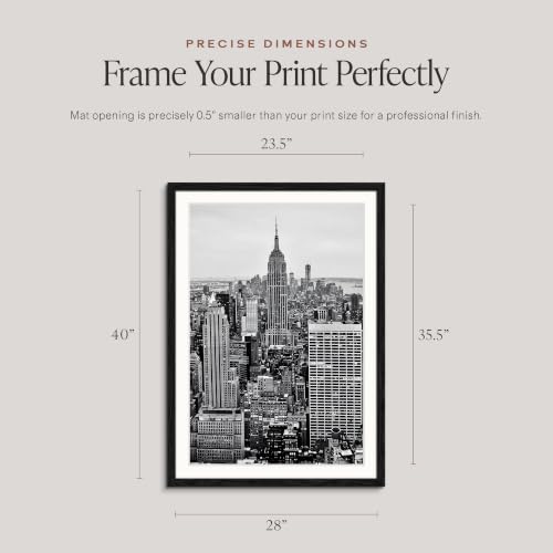 Americanflat 28x40 Black Poster Frame with Mat - Engineered Wood, Horizontal & Vertical Display