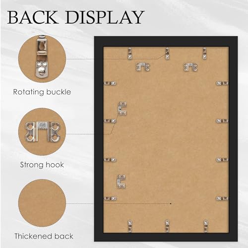 Black 24x36 Poster Frame Set - 2 Pack, Sturdy Wooden Wall Art Frames