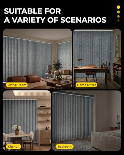 Room Darkening Grey Vertical Blind Replacement Slats 3.5" W x 82.5" H - 25 Pack, UNISHADES