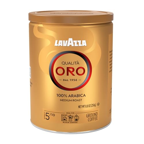 Lavazza Qualità Oro Ground Coffee Medium Roast 8.8 oz Tin Pack of 4 - 100% Arabica, Floral & Fruity Notes