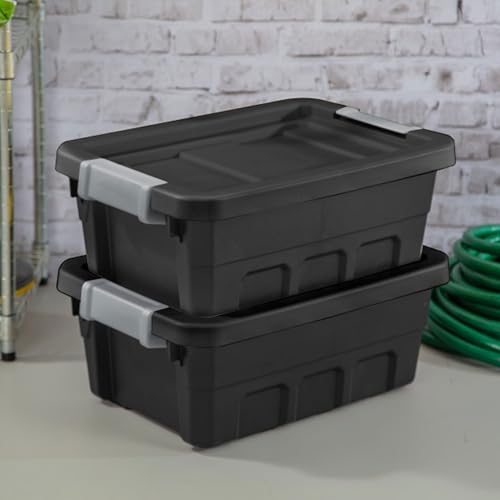 Sterilite 4-Gallon Stackable Storage Totes with Latching Lids - 6 Pack