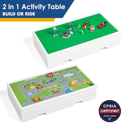 Kids Construction Play Table with Lego Compatibility & Storage Bins