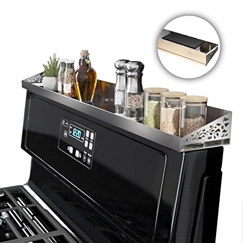 30-Inch Magnetic Stainless Steel Stove Top Shelf – Spice Rack & Organizer