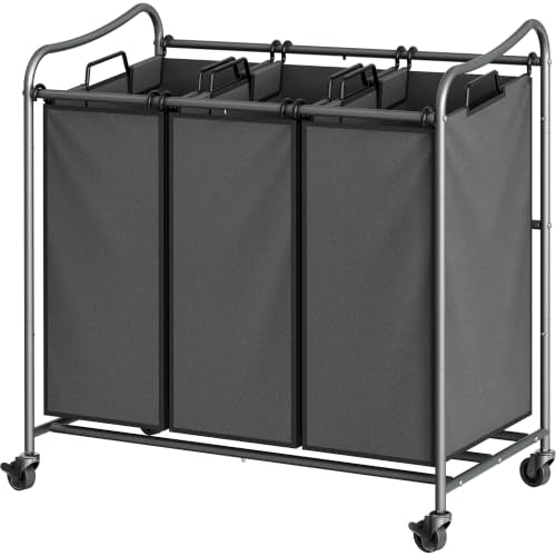 Simple Houseware Heavy Duty Laundry Sorter Cart Dark Grey - Rolling 3-Bag Organizer