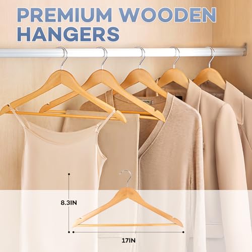 Heavy Duty Wooden Hangers 80 Pack - Coat & Jacket Clothes Organizers - Variation of THIS listing