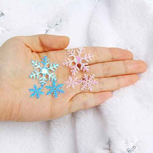 FOIMAS 1600pcs Christmas Snowflake Confetti,Iridescent Snowflake Table Scatter Glitter for Winter Wonderland Party Home Decoration (WHITE)