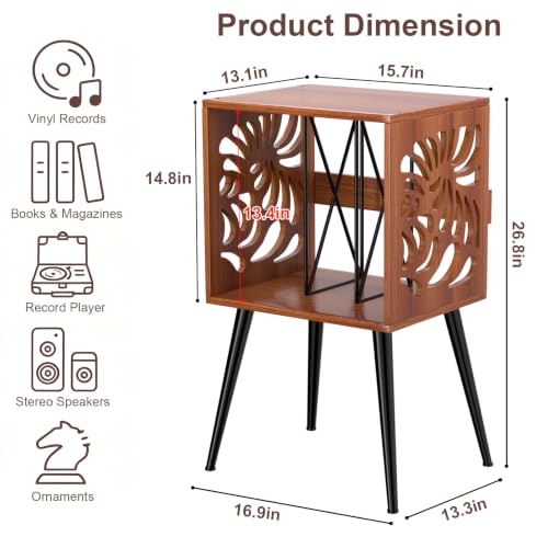 Vinyl Record Storage Stand with Space for 100+ Albums and Turntable Shelf
