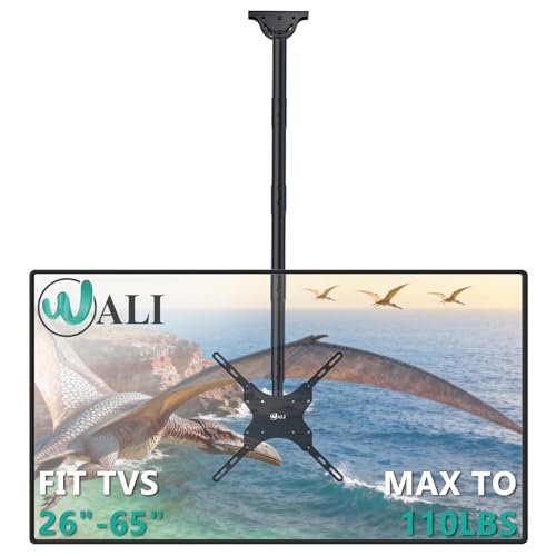 WALI Long Arm Ceiling TV Mount for 26-65 Inch LCD LED 4K TVs, Up to 110 lbs - Black, 400x400mm, 5 Feet