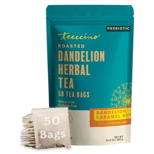 Caramel Nut Dandelion Herbal Tea - Caffeine Free, 50 Eco-Friendly Tagless Tea Bags - Variation: Caramel Nut / 50 Count