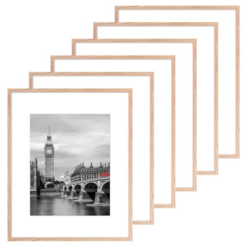 Fixwal 16x20 Natural Poster Frame Set of 6 with Plastic Cover, PVC