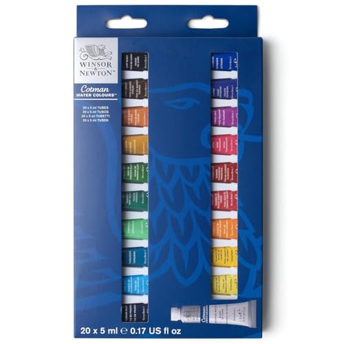 Winsor & Newton Cotman Watercolor Paint Set, 20 Colors, 5ml (0.17-oz)