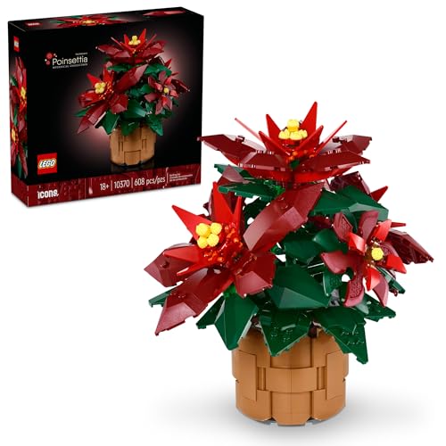 LEGO Icons Poinsettia Flower Building Set for Adults - Festive Holiday Decor