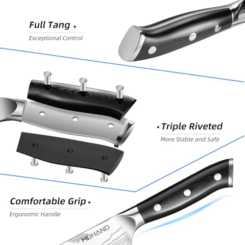 MDHAND Black Chef Knife Set with Roll Bag - Ultra Sharp Professional Kitchen Knives