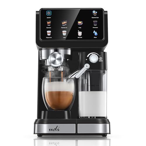 20 Bar Espresso Machine with 9 Presets & Milk Frother - Compact Coffee Maker