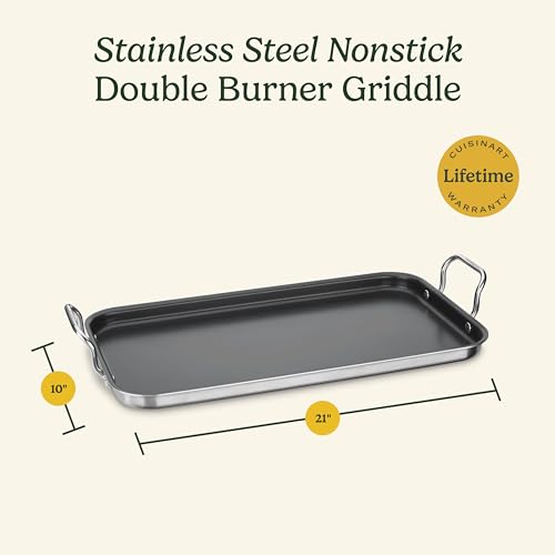 Non-Stick Double Burner Griddle - 10x18 Inch Kitchen Cookware - Vari of This Listing
