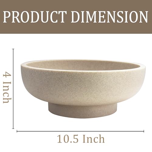 Large Handcrafted Decorative Fruit Bowl in Sand Beige - Modern Home Accent