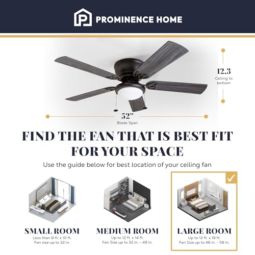 Ceiling Fan with Light and Reversible Blades - Matte Black / Gray Cedar, 52 Inch