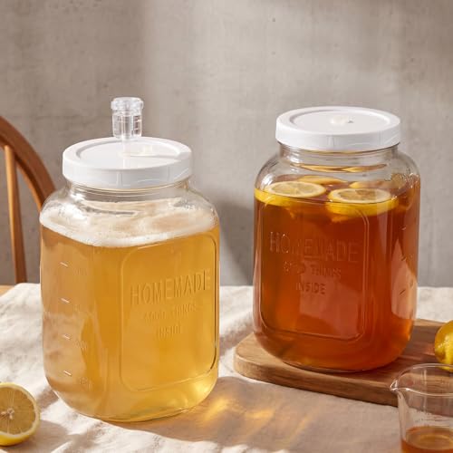 2-Pack 1.5 Gallon Glass Fermentation Jars with Airlock Lid - Home Brewing & Food Storage