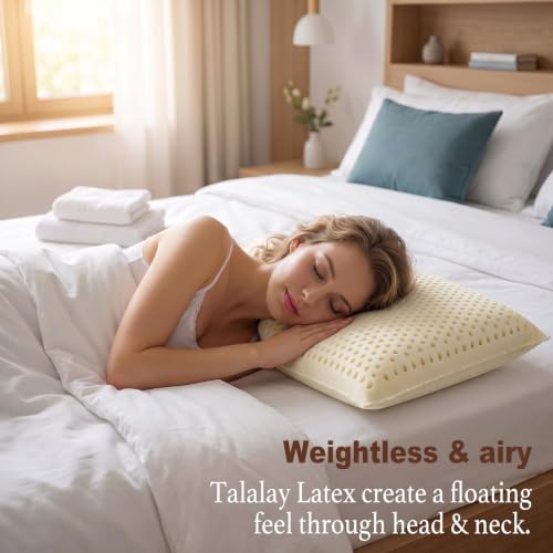 JOTOM Standard Mid Loft 100% Natural Talalay Latex Pillow for Side & Back Sleepers