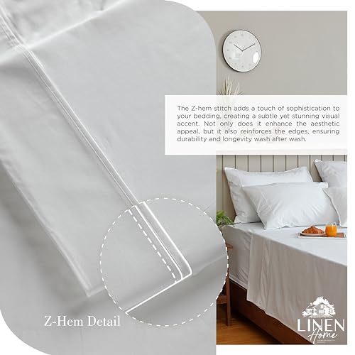 King Size 100% Cotton Percale Sheet Set - White, 4 Pieces, Deep Pocket Variation 01
