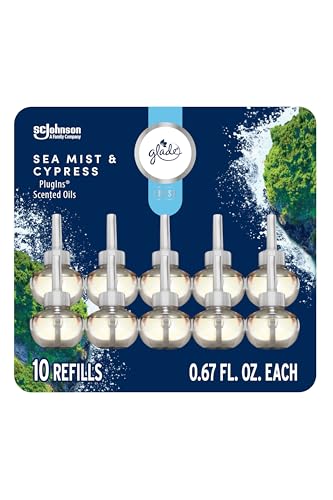 Glade PlugIns Air Freshener Refills Sea Mist & Cypress 6.7 Fl Oz - 10 Count Variation