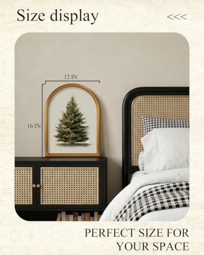 ARPEOTCY Vintage Christmas Wall Art with Green Pine Tree Frame 16x12in