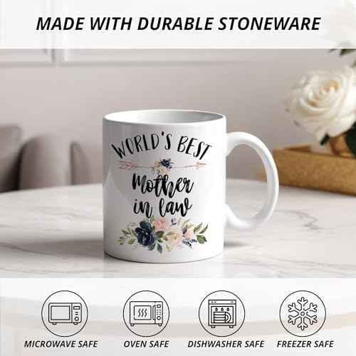 Mother in Law Mug, Mother in Law Coffee Cups Ceramic, World's Best Mother in Law Coffee Mug, Gifts for Mother in Law Christmas, Mother in Law Coffee Mug Gifts from Daughter in Law