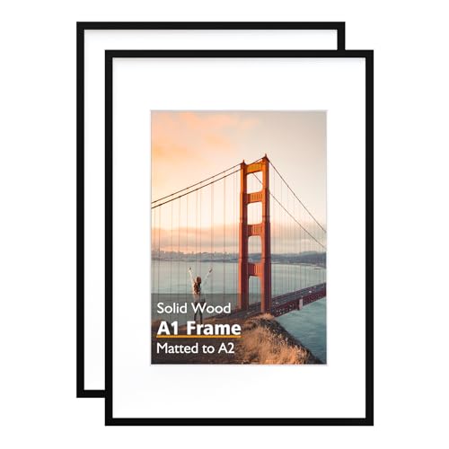 KINKINK A1 Black Solid Wood Picture Frame 23.4 x 33.1 in - Pack of 2